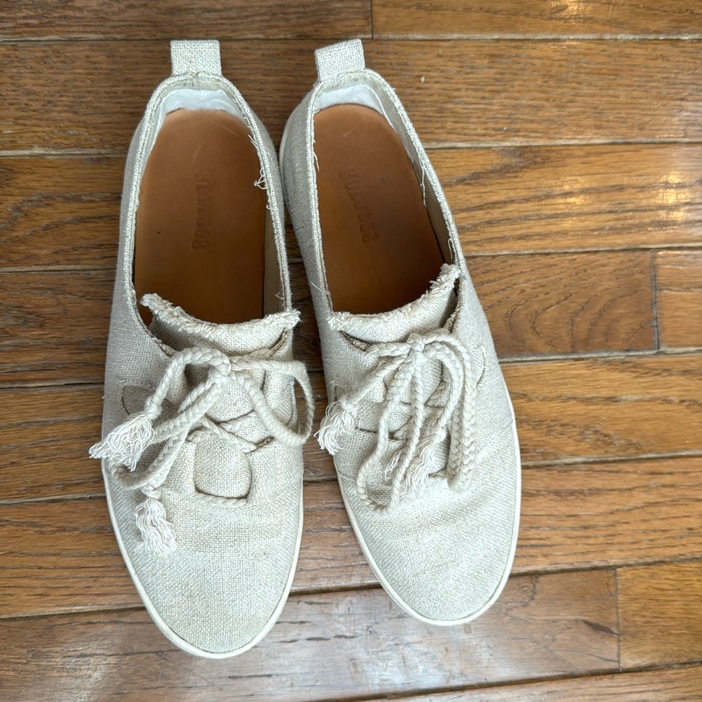 Soludos linen cotton canvas lace up shoes with braided laces